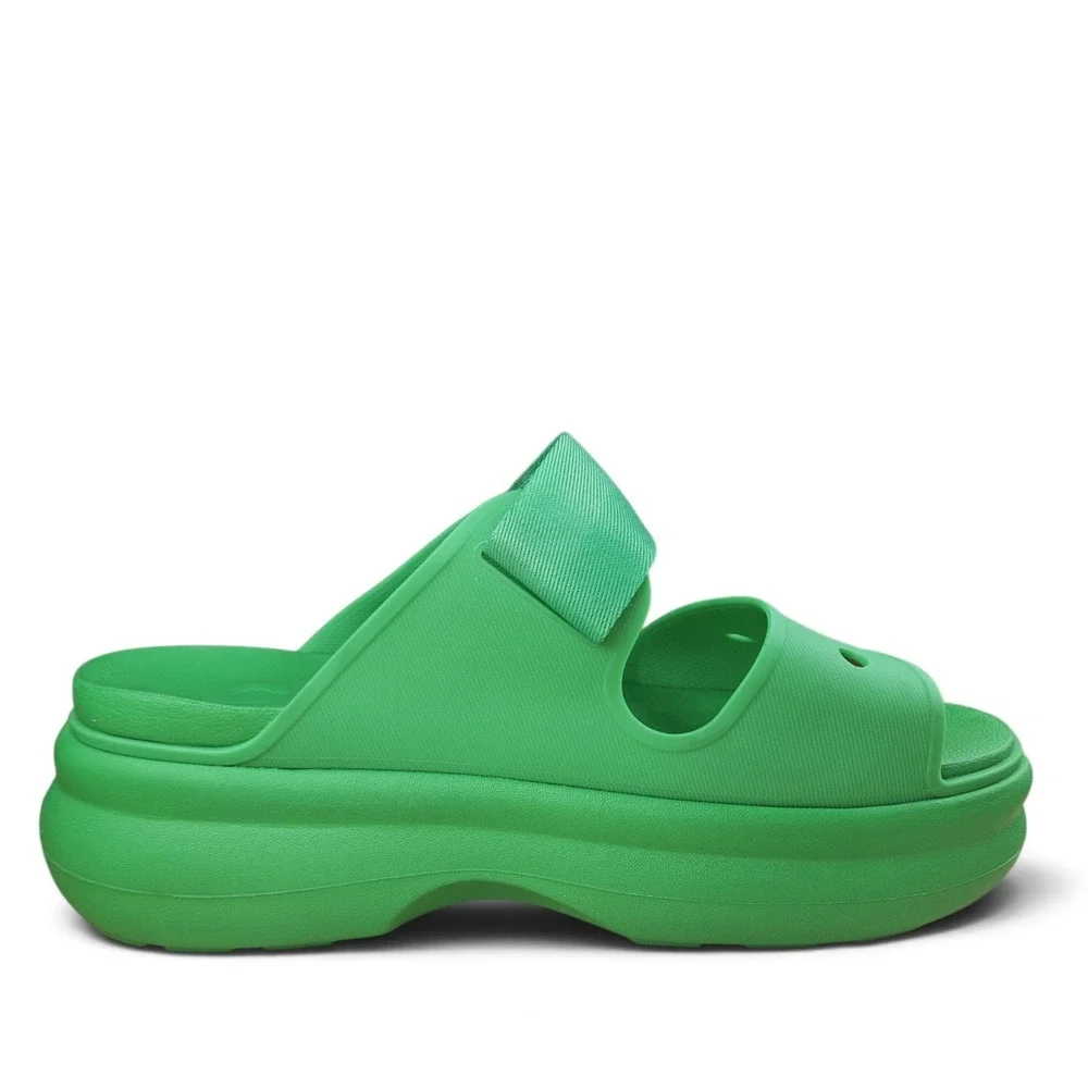 Crocs Platform Slide Sandals Size 11 Women Green Soho Adjustable Two Strap Beach